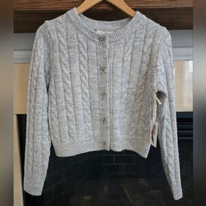 SOLD!! NWT Gray Cable Knit Sweater Cardigan